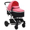 vidaXL 2-in-1 Buggy/Kinderwagen Rosa und Schwarz Aluminium