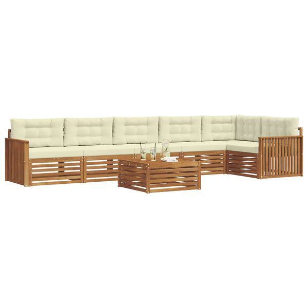 vidaXL Outdoor-Sofagarnitur mit Kissen 7 pcs Natur und Creme