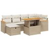 vidaXL 7-tlg. Garten-Sofagarnitur mit Kissen Beige Poly Rattan