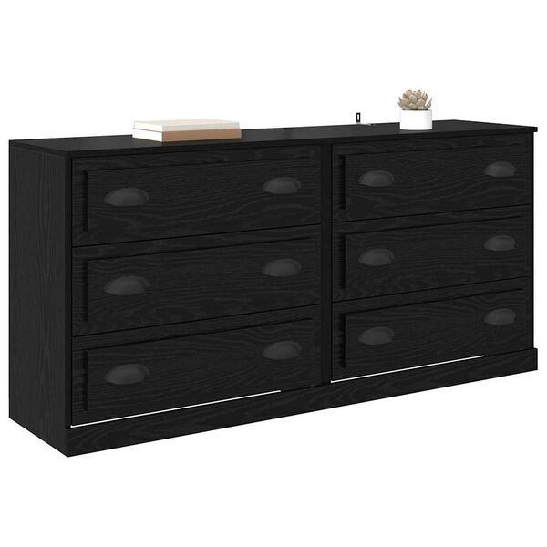 vidaXL Sideboards 2 pcs Schwarz Eichen-Optik 70 x 35,5 x 67,5 cm