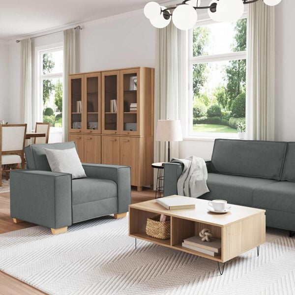 vidaXL Sofa 3 pcs Dunkelgrau 220 x 80 x 84 cm Leinenmischgewebe