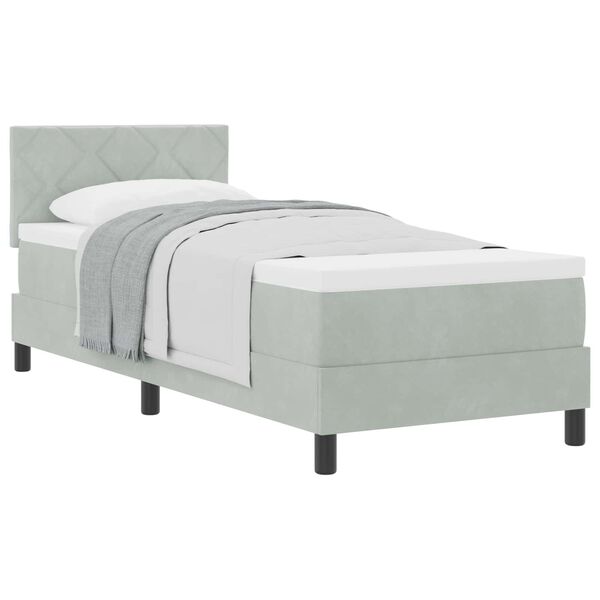vidaXL Boxspringbett mit Matratze Hellgrau 80 x 200 cm Samt