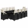 vidaXL 11-tlg. Garten-Bistro-Set mit Kissen Schwarz Poly Rattan