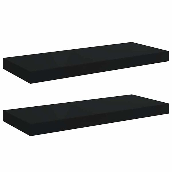 vidaXL Schweberegale 2 Stk. Schwarz 60x23,5x3,8cm MDF