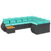 vidaXL 10-teiliges Gartensofa-Set mit Kissen, schwarzes Polyrattan