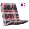 vidaXL Stuhlkissen 2 pcs Rotkariert 58 x 77 x 4,5 cm Oxford-Stoff