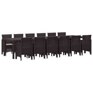 vidaXL Garten Essgruppe 13 pcs Braun Polt Rattan