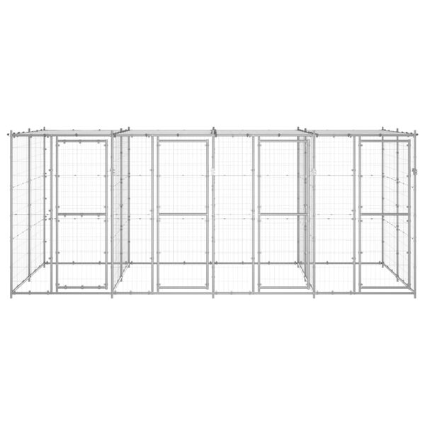 vidaXL Outdoor-Hundezwinger mit &Uuml;berdachung Verzinkter Stahl 9,68 m&sup2;