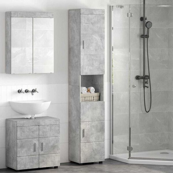 vidaXL Badezimmerschrank-Set TULUM Beton Grau 37 x 31,5 x 203 cm