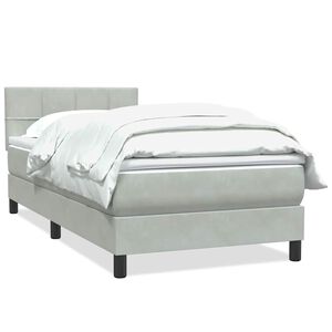 vidaXL Boxspringbett mit Matratze Hellgrau 90x210 cm Samt