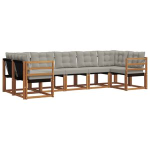 vidaXL Outdoor-Sofagarnitur mit Kissen 7 pcs Nat&uuml;rlich und Hellgrau
