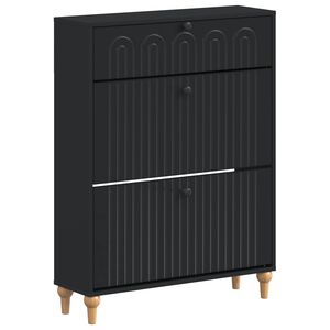 vidaXL Schuhschrank ALKMAAR 78 x 24 x 103 cm Holzwerkstoff Schwarz