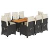 vidaXL 9-tlg. Garten-Essgruppe mit Kissen Schwarz Poly Rattan