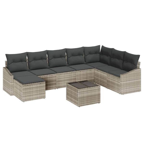 vidaXL Gartensofa-set mit Kissen 8 pcs Hellgrau Poly-Rattan