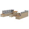 vidaXL Gartensofa-set mit Kissen mit Speicher 11 pcs Beige Poly Rattan