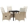 vidaXL Garten Essgruppe mit Kissen 5 pcs Beige Poly-Rattan