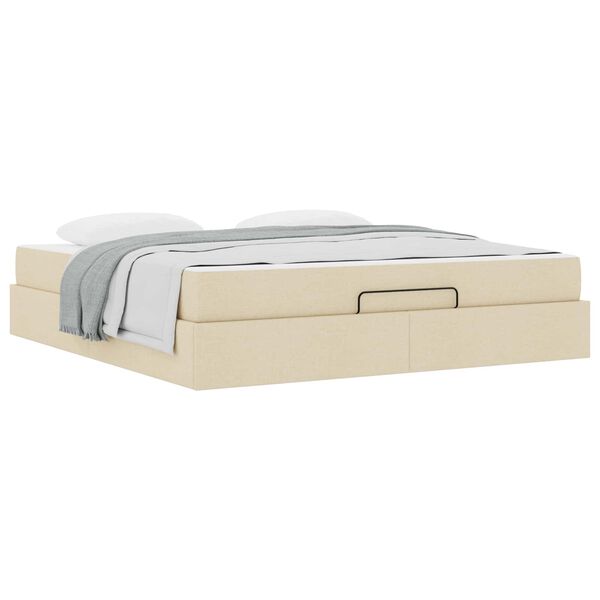 vidaXL Bettgestell mit Matratze mit Matratze 2 pcs Creme Stoff