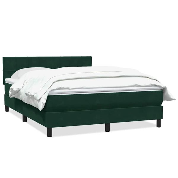 vidaXL Boxspringbett mit Matratze Dunkelgr&uuml;n 160x220 cm Samt