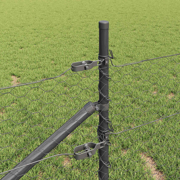 vidaXL Zaun mit Pfosten Grau 0,5 x 10 m PVC-beschichteter Stahl