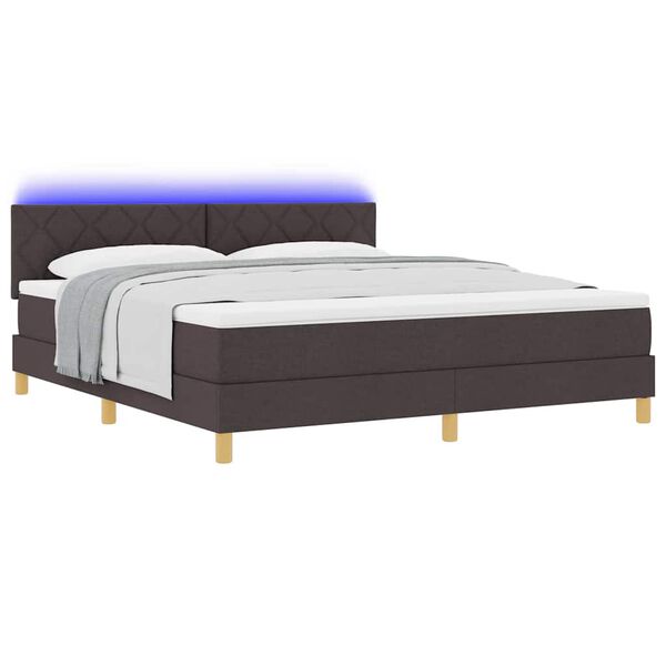 vidaXL LED Boxspringbett mit Matratze Dunkelbraun 180 x 200 cm Stoff