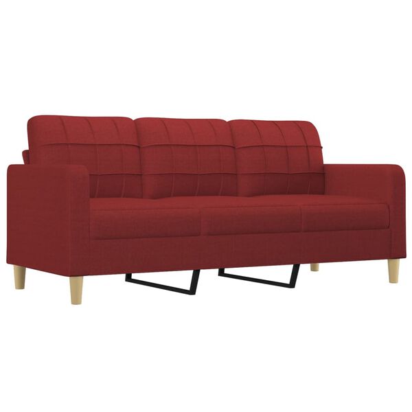 vidaXL 3-Sitzer-Sofa mit Hocker Weinrot 180 cm Stoff