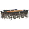 vidaXL 13-tlg. Garten-Essgruppe mit Kissen Grau Poly Rattan