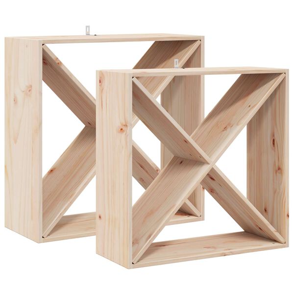 vidaXL Weinregal 2 pcs Natur 62 x 25 x 62 cm Massives Kiefernholz
