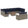 vidaXL 13-tlg. Garten-Sofagarnitur mit Kissen Grau Poly Rattan