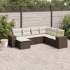 vidaXL 7-tlg. Garten-Sofagarnitur mit Kissen Braun Poly Rattan