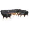 vidaXL 12 pcs Massives Akazienholz & Seil Natur
