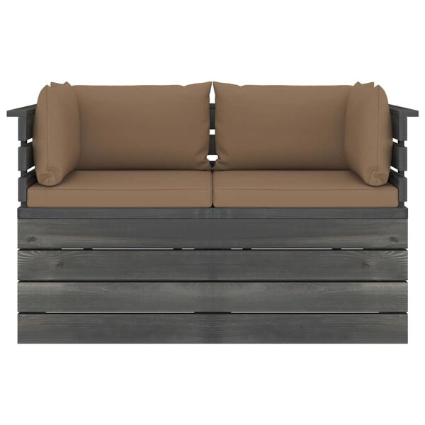vidaXL Garten-Palettensofa 2-Sitzer mit Kissen Kiefer Massivholz