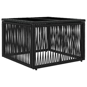 vidaXL Gartentisch Schwarz 55 x 55 x 37 cm PE Rattan und Glas