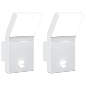 vidaXL LED-Au&szlig;enwandleuchten mit Sensor 2 Stk. Wei&szlig; Aludruckguss