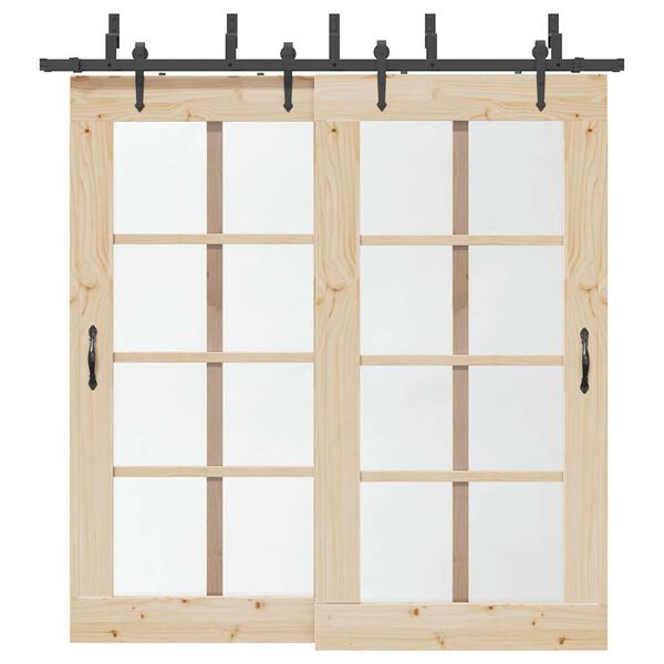 vidaXL Schiebet&uuml;rbeschlag-Set 213,5 cm Stahl Schwarz