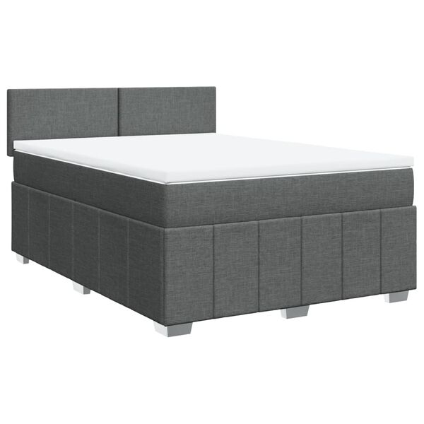 vidaXL Boxspringbett mit Matratze Dunkelgrau 140x200 cm Stoff