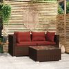 vidaXL 3-tlg. Garten-Lounge-Set mit Kissen Braun Poly Rattan