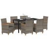 vidaXL Garten Essgruppe 7 pcs Grau Poly-Rattan