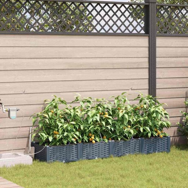 vidaXL Garten-Pflanzgef&auml;&szlig; 4 pcs Hellgrau Stahl