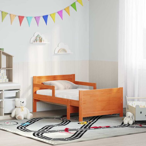 vidaXL Bettrahmen mit Matratze Braun 80 x 200 cm Massives Kiefernholz