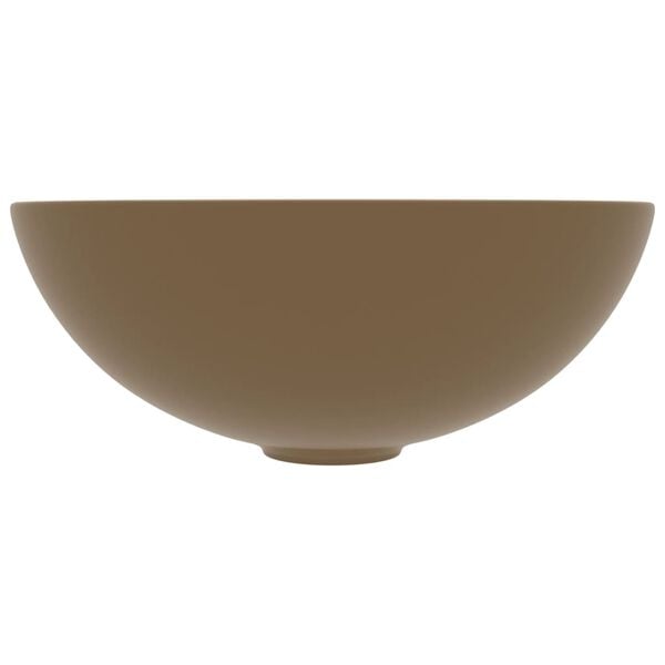 vidaXL Waschbecken Keramik Mattcreme Rund