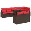 vidaXL Gartensofa-set 9 Stk. 8-Sitzanzahl Braun und Rot Poly-Rattan
