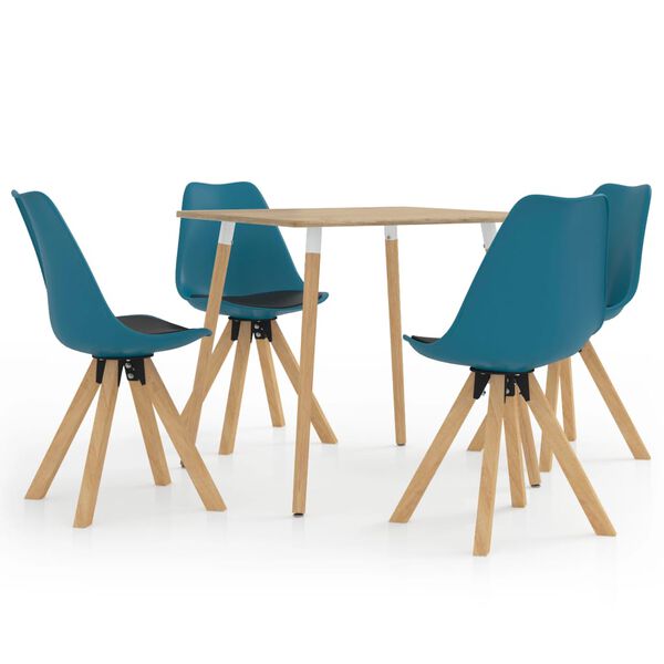 vidaXL 5-tlg. Essgruppe Schwarz und T&uuml;rkis