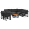 vidaXL Outdoor-Sofagarnitur 10 pcs Schwarz und Dunkelgrau Polyester