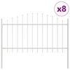 vidaXL Gartenzaun 8 pcs Wei&szlig; 170 x 140 cm Pulverbeschichteter Stahl