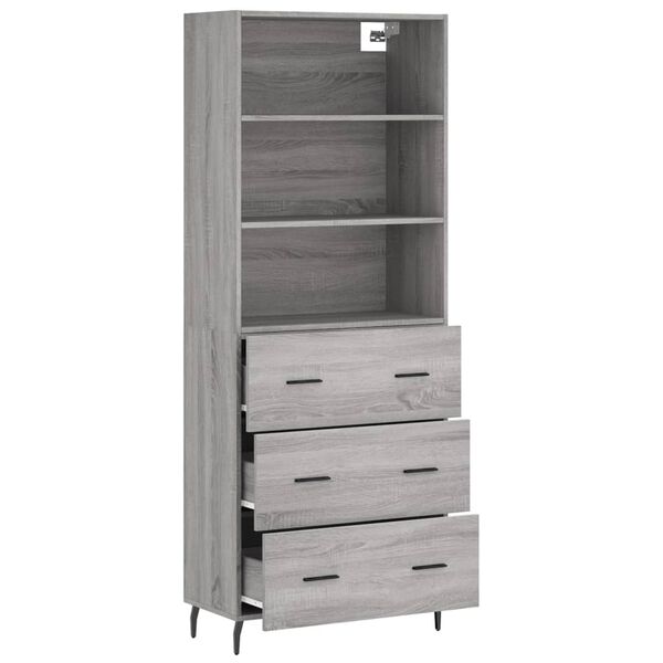 vidaXL Highboard Grau Sonoma 69,5x34x180 cm Holzwerkstoff