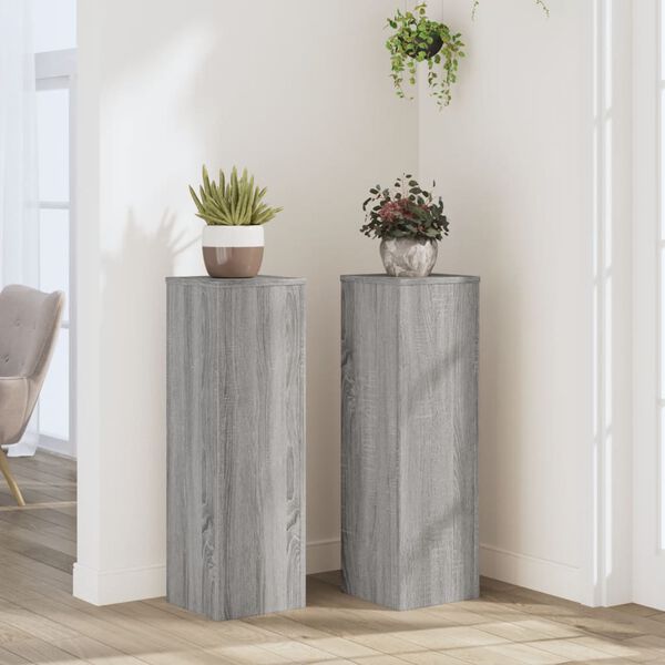 vidaXL Pflanzenständer 2 Stk. Grau Sonoma 25x25x80 cm Holzwerkstoff