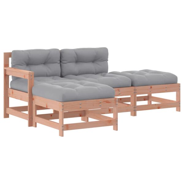 vidaXL 4-tlg. Garten-Lounge-Set mit Kissen Massivholz Douglasie