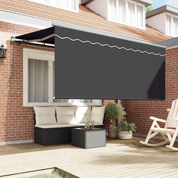 vidaXL Einziehbare Markise Gestreift Anthrazit 300 x 200 cm Stoff