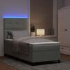 vidaXL LED Boxspringbett mit Matratze Hellgrau 100 x 200 cm Stoff