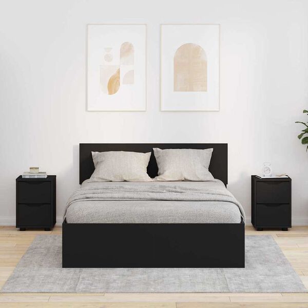 vidaXL Nachttische 2 pcs Schwarz 30,5 x 30 x 43 cm Holzwerkstoff